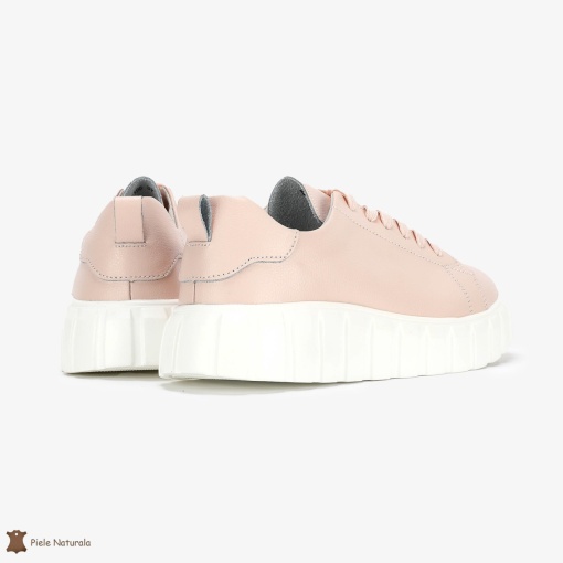 Pantofi Casual de dama din Piele naturala cu talpa groasa LF0492 ROZ - Img 3