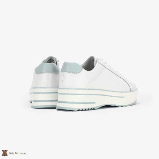 Pantofi Casual de dama din Piele naturala cu talpa groasa LF0493 ALB - Img 3
