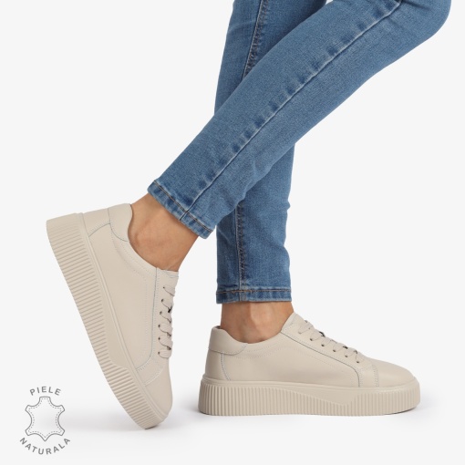 Pantofi Casual de dama din Piele Naturala LF1222 BEJ - Img 2