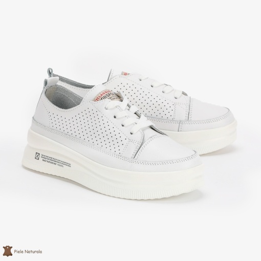 Pantofi Casual de dama din Piele naturala Șic Urban LF0487 ALB - Img 2