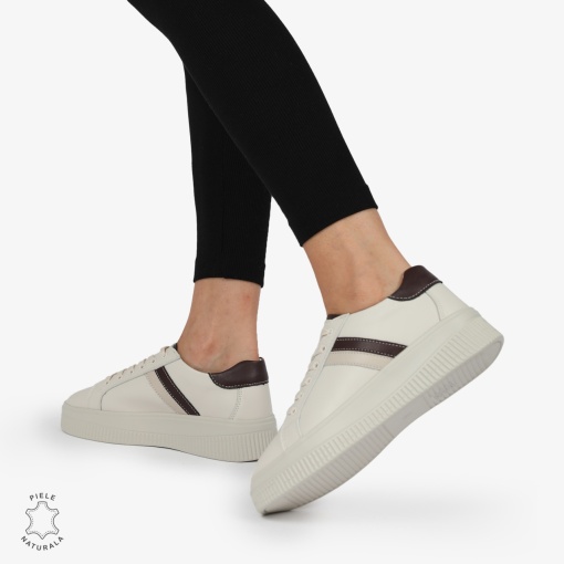 Pantofi CASUAL PIELE NATURALA cu linii decorative LF1270 Bej - Img 4