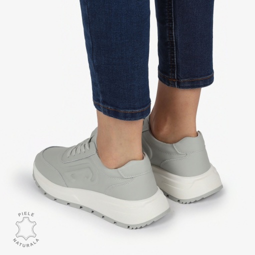 Pantofi casual piele naturala CU MODEL LATERAL LF1304 GRI - Img 3