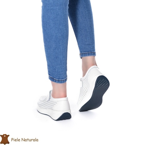 Pantofi Perforati Dama Piele naturală LF0106 ALB - Img 3