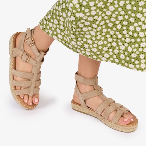 SANDALE Dama DIN PIELE ECOLOGICA INTOARSA LF1022 Culoare: khaki - Img 3