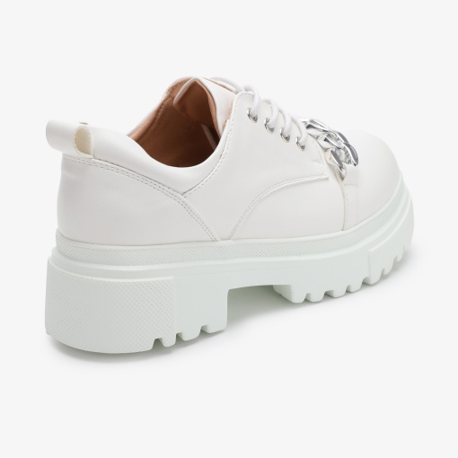 SNEAKERS dama din Piele Ecologica Lacuita cu Accesoriu Argintiu LF0718 ALB - Img 5