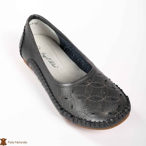 Balerini dama din Piele Naturala cu mici perforatii LF0180 PEWTER - Img 4