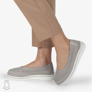 Balerini dama din Piele Naturala cu talpa groasa LF0172 GRI - Img 3