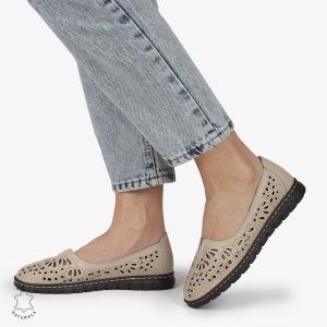 BALERINI dama din Piele naturala PERFORATA SLIP-ON LF1363 BEJ - Img 2