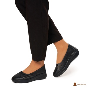Balerini Dama Piele Naturala Slip-on LF0076 NEGRU