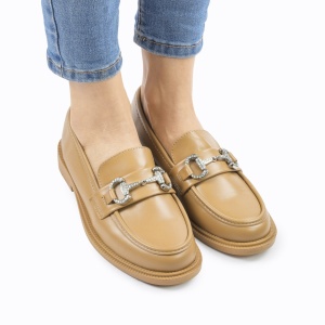 Mocasini DAMA din PIELE ECOLOGICA CU ARGINTIU LF0966 CULOARE: KHAKI - Img 3