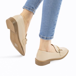 Mocasini DAMA din PIELE ECOLOGICA cu detaliu Auriu LF0961 CULOARE: Bej - Img 3