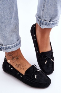 Mocasini DAMA din PIELE ECOLOGICA INTOARSA CU FUNDITA LF0976 CULOARE: NEGRU