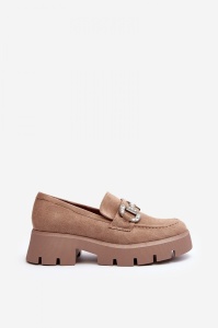 Mocasini DAMA din PIELE ECOLOGICA INTOARSA CU PIETRE STRALUCITOARE LF0974 CULOARE: Bej - Img 3