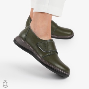 Mocasini dama din Piele naturală LF0017 Verde Inchis