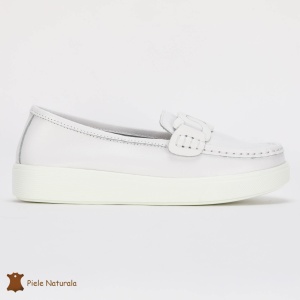 Mocasini Dama Piele Naturala cu talpa plata LF0206 ALB - Img 2