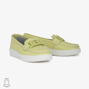 Mocasini Dama Piele Naturala cu talpa plata LF0206 GALBEN