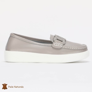 Mocasini Dama Piele Naturala cu talpa plata LF0206 GREY - Img 3