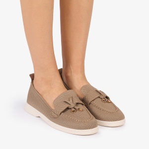 MOCASINI dama TEXTIL CU DETALIU AURIU LF1027 Culoare: KHAKI - Img 2