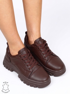 Pantofi casual confortabili din piele naturală LF1818 Cafeniu