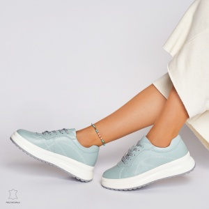 Pantofi casual dama din piele naturala LF0006 ALBASTRU - Img 4