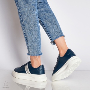 Pantofi Casual dama din Piele naturala LF0047 Bleumarin - Img 3