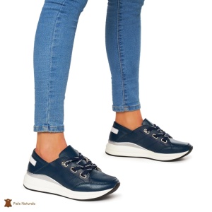 Pantofi Casual dama din Piele naturala LF0049 Bleumarin