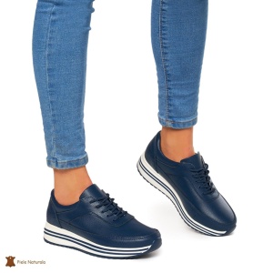 Pantofi Casual dama din Piele naturala LF00809 NAVY - Img 3