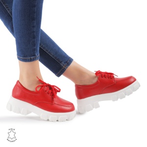 Pantofi casual dama din Piele naturală LF0109 ROSU