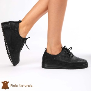 Pantofi casual dama din Piele naturală LF0113 NEGRU