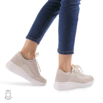 Pantofi Casual dama din Piele Naturala LF0845 BEJ - Img 3