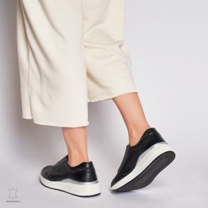 Pantofi Casual dama din Piele naturala LF1233 CU INCHIDERE ELASTIC NEGRU - Img 3