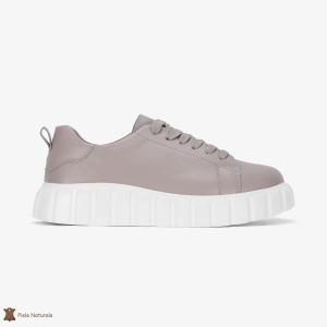 Pantofi Casual de dama din Piele naturala cu talpa groasa LF0492 GRI - Img 2