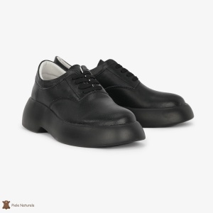 Pantofi Casual de dama din Piele naturala cu talpa groasa LF0524 Negru