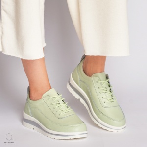 Pantofi casual de dama din piele naturala LF0002 VERDE