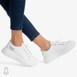 Pantofi Casual de dama din Piele naturala LF0527 Alb