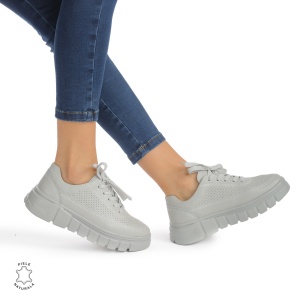 PANTOFI CASUAL DE DAMA DIN PIELE NATURALA LF0767 GRI