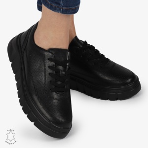 PANTOFI CASUAL DE DAMA DIN PIELE NATURALA LF0767 NEGRU
