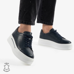 PANTOFI CASUAL DE DAMA DIN PIELE NATURALA LF0769 navy