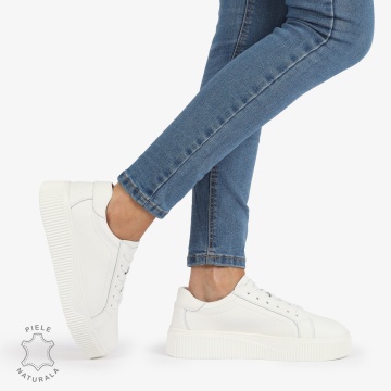 Pantofi Casual de dama din Piele Naturala LF1222 ALB - Img 3