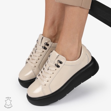 Pantofi CASUAL PIELE NATURALA LACUITA LF1294 BEJ