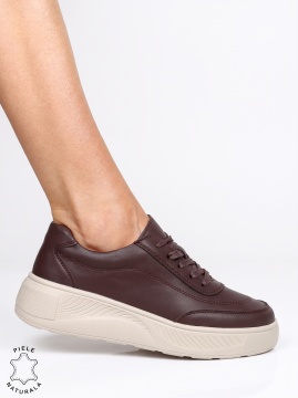 Pantofi damă sport din piele naturală cu design elegant LF1810 Cafeniu - Img 2