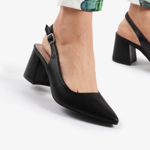 PANTOFI ELEGANTI DIN PIELE ECOLOGICA SI BRANT DIN PIELE NATURALA LF0797 NEGRU - Img 2