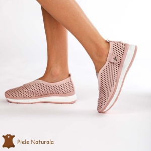 Pantofi Perforati Dama Piele naturală LF0098 ROZ