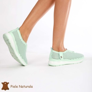 Pantofi Perforati Dama Piele naturală LF0098 VERDE - Img 3
