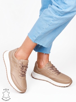 Pantofi sport damă din piele naturală cu design minimalist LF1813 Khaki