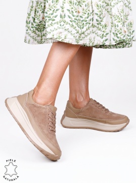 Pantofi sport damă din piele naturală cu finisaje premium LF1814 Khaki