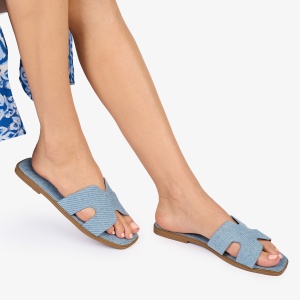 PAPUCI dama Piele ECOLOGICA LF1008 Culoare: ALBASTRU - Img 2