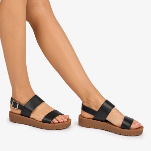 SANDALE dama din Piele ECOLOGICA CU BRETELE LF1093 CULOARE: NEGRU
