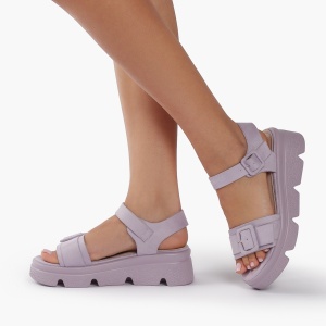 Sandale dama din Piele Ecologica Intoarsa cu talpa inalta LF0822 Mov
