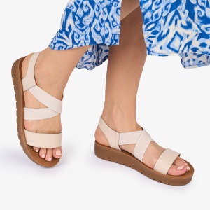 SANDALE dama Piele ECOLOGICA LF1009 CU ELASTIC Culoare: BEJ - Img 3